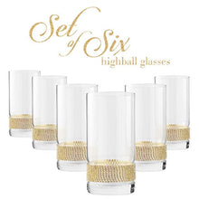 Load image into Gallery viewer, Luxurious Highball Cocktail Glasses - Sparkling&quot;Diamond&quot; Studded Set of 6 - EK CHIC HOME