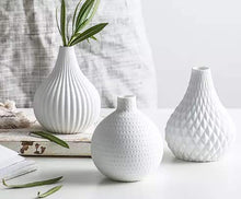 Load image into Gallery viewer, White Ceramic Vase Set, Great for Decorating Kitchen - EK CHIC HOME