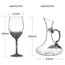 Load image into Gallery viewer, Wine Glasses Set of 5, Crystal Wine Glasses Set 4 Wine Glasses  Decanter with Enamels - EK CHIC HOME