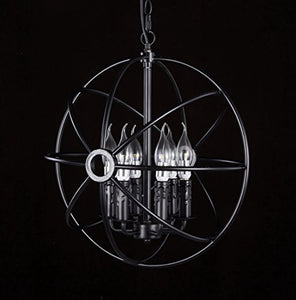 6-Light Sphere Interlocking Rings Antique Black Finish - EK CHIC HOME