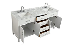 Italian Carrara  ]Marble 73" Double Rectangle Sink Vanity Set In White - EK CHIC HOME
