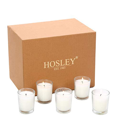 Set of 24 Unscented Clear Glass Wax Filled Votive Candles, Up to 12 Hour Burn Time. - EK CHIC HOME