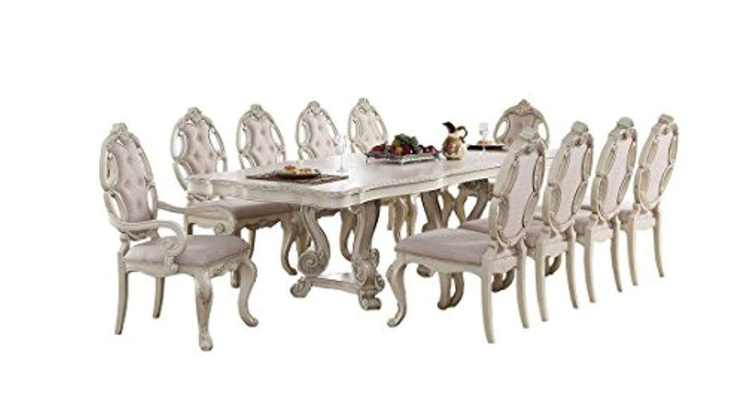 Classic Riviera Antique White Rectangular Dining Table Set 7Pcs Traditional - EK CHIC HOME