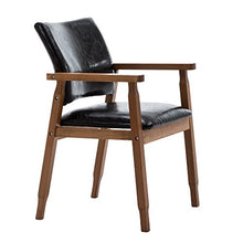 Load image into Gallery viewer, Mid-Century Chair with Faux Leather Seat in Black Set of 2 - EK CHIC HOME