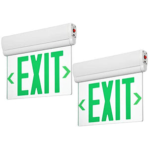 LED Edge Lit Green Exit Sign Single Face - Rotating Panel- Pack of 2 - EK CHIC HOME