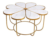 Load image into Gallery viewer, Botanical Shaped Marble Top Cocktail Table, 31&quot;, Gold - EK CHIC HOME