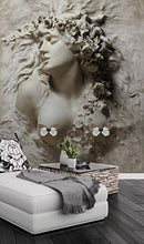 Load image into Gallery viewer, 3D Embossed Cement Wallpaper Woman Sculpture Wall Mural Roman Classical Wall Art - EK CHIC HOME