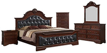 Load image into Gallery viewer, Antique Brown KING Size Upholstered Bed Bedroom Set, Bed, Dresser, Mirror, Chest &amp; 2 Night Stands - EK CHIC HOME