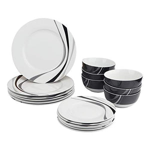 18-Piece Dinnerware Set - Swirl, Service for 6 - EK CHIC HOME