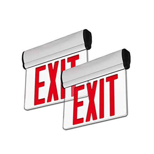 2 Pack - UL Certified - Hardwired Red LED Edge Light Exit Sign - EK CHIC HOME