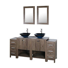 Load image into Gallery viewer, 72&quot; Bathroom Vanity and Sink Combo Double Top Brown MDF Wood Cabinet w/Mirror Faucet and Drain - EK CHIC HOME