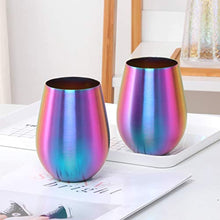 Load image into Gallery viewer, 7 oz Stainless Steel Stemless Wine Glass- Set of 2 Metal Drinking Cups(Rainbow) - EK CHIC HOME