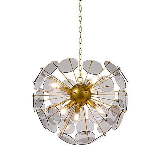 Modern Soft Gold Sputnik 6-Light Chandelier, 17