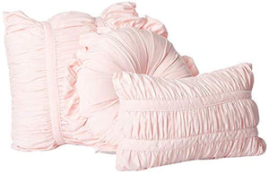 7-Piece Chic Ruched Comforter Set (with Throw Pillows) (Queen, Pink) - EK CHIC HOME