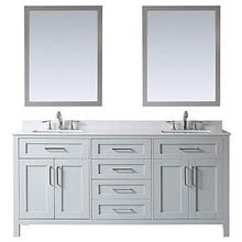 Load image into Gallery viewer, 60 White Double Vanity with Marble Top, Backsplash and Two Mirrors 60 inches - EK CHIC HOME
