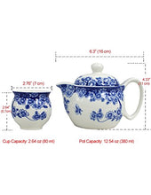 Load image into Gallery viewer, Porcelain Butterfly Floral Tea Set (Tea Pot w. Infuser + 6 Dual Layer Tea Cups) in Gift Box - EK CHIC HOME