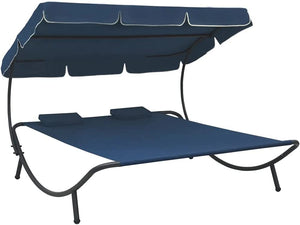 Outdoor Lounge Bed with Canopy and Pillows Garden Seating Multi Colors - EK CHIC HOME