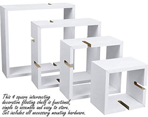 Decorative 4 Cube Intersecting Wall Mounted Floating Shelves- White Finish - EK CHIC HOME