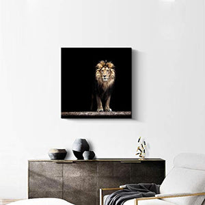 Premium Black Canvas Print King of The Jungle - EK CHIC HOME
