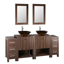 Load image into Gallery viewer, 72&quot; Double Sink Bathroom Vanity Brown MDF Wood Cabinet Modern Design w/Mirror Faucet and Drain - EK CHIC HOME