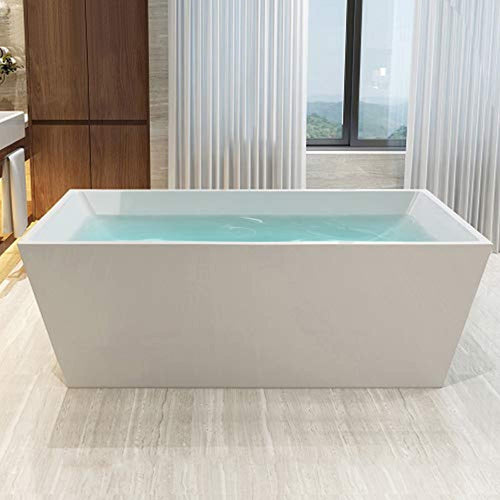 67-Inch Freestanding Acrylic Bathtub with Chrome Finish - EK CHIC HOME