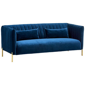 Rivet Ludvig Velvet Mid-Century Modern Sofa,  Navy Blue - EK CHIC HOME