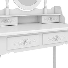 Load image into Gallery viewer, Vanity Table Set and Cushioned Stool with 4 Drawers &amp; 360° Rotation - EK CHIC HOME
