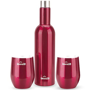 Stainless Steel Wine Bottle and 2 12 ounce Wine Tumbler Cups - EK CHIC HOME