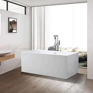 67-Inch Freestanding Acrylic Bathtub with Chrome Finish - EK CHIC HOME
