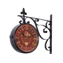 Load image into Gallery viewer, Iron Red Face Roman Numerals with Scroll Wall Mount Round Wall Clock - EK CHIC HOME