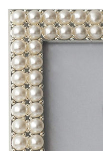 Metal Picture Frame Silver Plated with Pearls 5x7 Inch - EK CHIC HOME
