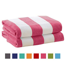 Load image into Gallery viewer, 4 Pack Plush Velour 100% Cotton Beach Towels. Cabana Stripe - EK CHIC HOME