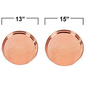 Copper Tray - 2 Pack - Large Tray 15 inch, Medium Tray 13 Inch - EK CHIC HOME