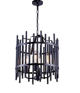 4-Light Antique Black Metal Frame Chandelier - EK CHIC HOME