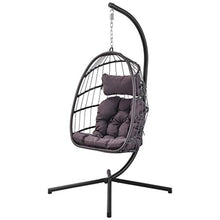 Load image into Gallery viewer, Rattan Hanging Swing Egg Chair,Hammock Chair, Aluminum Frame and UV Resistant Cushion - EK CHIC HOME