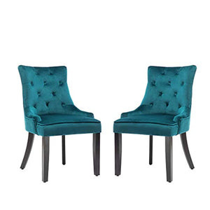 (Set of 2),Leisure Velvet Tufted Chairs with Armrest,Solid Wooden Legs - EK CHIC HOME