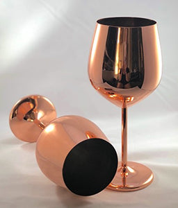 Copper Mirror Finish Wine Glasses Drinkware (Set of 2), Stainless Steel - EK CHIC HOME