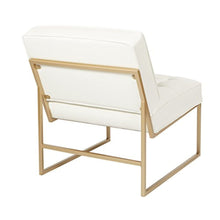 Load image into Gallery viewer, Armless Accent Chair, White Faux Leather with Gold Base - EK CHIC HOME