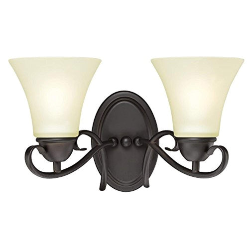 Two-Light Indoor Wall Fixture, Oil Rubbed Bronze Finish with Frosted Glass - EK CHIC HOME