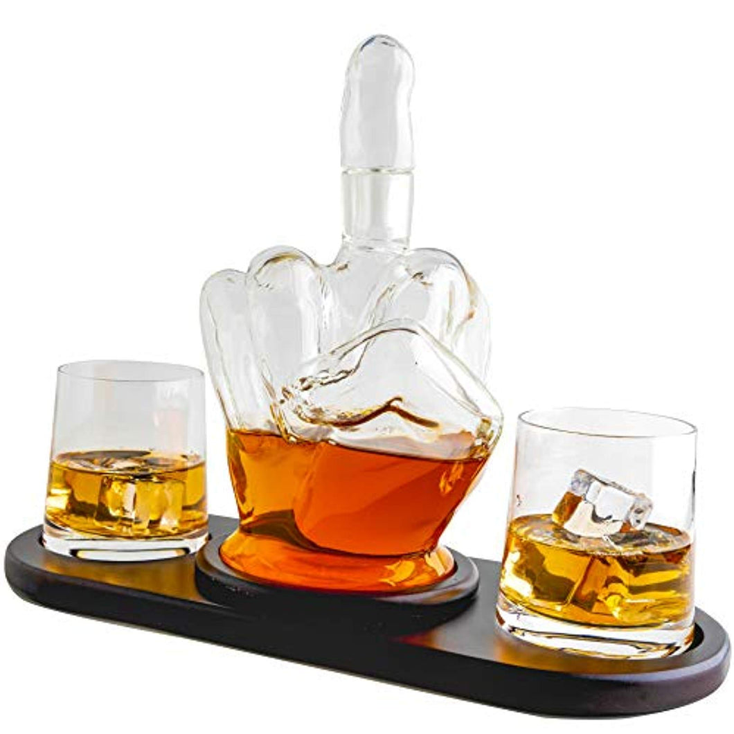 Middle Finger Novelty Whisky Decanter Set