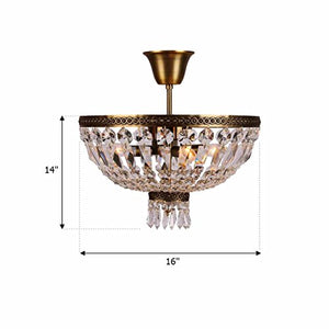 Metropolitan 4 Light Flush Mount Ceiling Light, Antique Bronze Finish Crystal 16" D x 14" H - EK CHIC HOME