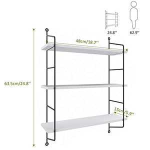 3-Tier Industrial Floating Shelves Wall Mounted Wall Shelf Rack(White) - EK CHIC HOME