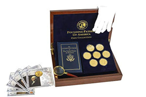 Franklin Mint Founding Fathers Coin Collection - 7-Piece 24-Karat Gold-Plated  - Complete Collector Set - EK CHIC HOME