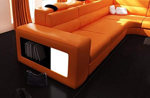 Polaris Orange Bonded Leather Sectional Sofa - EK CHIC HOME