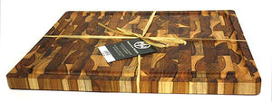 Rectangle End Grain Butcher Block With Juice Groove And Carved handle (15 X 12 X 1.25 in.) - EK CHIC HOME