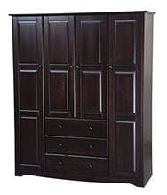 Load image into Gallery viewer, Solid Wood Family Wardrobe/Armoire/Closet  60&quot; W x 72&quot; H x 21&quot; D. 3 Clothing Rods Included - EK CHIC HOME
