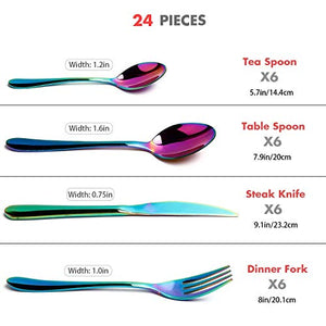 24-Piece Flatware Set Service for 6, Stainless Steel Tableware Cutlery - EK CHIC HOME