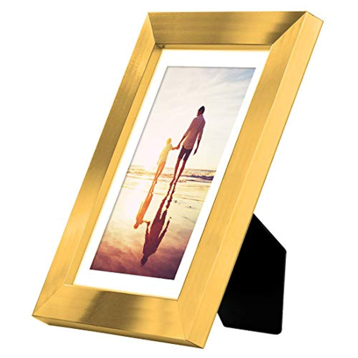 Tabletop Frame With Mat 2 Pack - Gold Tabletop Frames - Display Photos 4x6 with Mats and 5x7 W