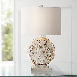 Chic Round Mother of Pearl Table Lamp - EK CHIC HOME