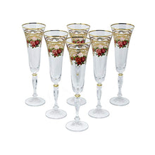 Load image into Gallery viewer, Crystal Champagne Flute, 24K Gold Floral - EK CHIC HOME